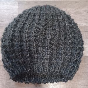 Women's Soft Knit Blue/Green Beanie, with Silver Strands, OS